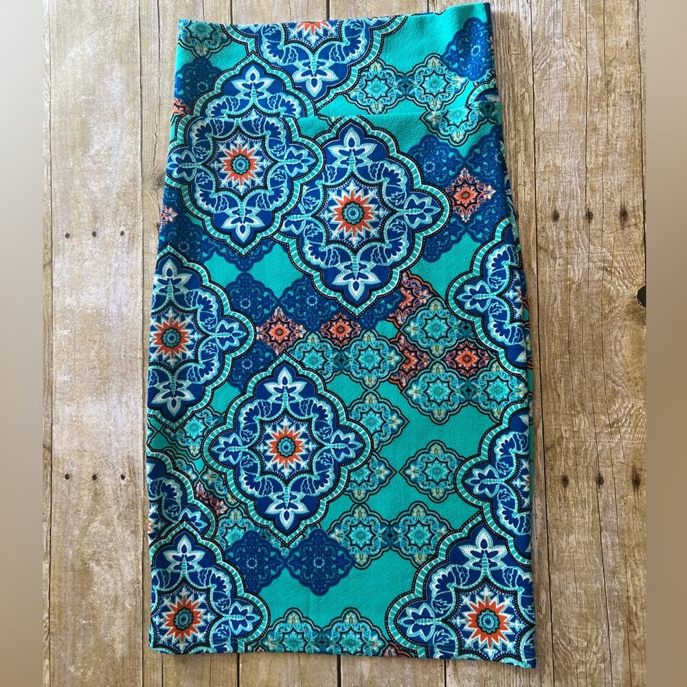 New Agnes and dora blue and teal, Mediterranean , pencil skirt, small